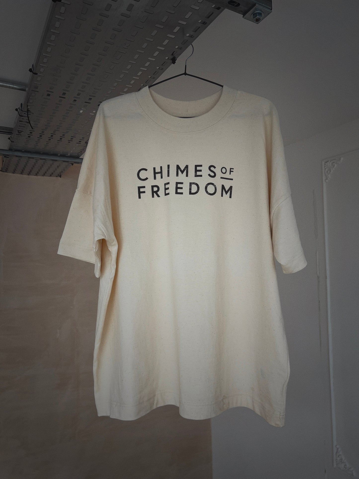 Chimes Of Freedom Text T-Shirt In Raw Cotton